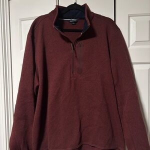 Lands' End Men's Maroon Zip-Up Sweater